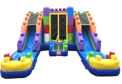 Block Bounce House with 2 Water Slides