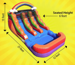 12ft double water slide rental in grand rapids mi dimensions 17674 1 12Ft Rainbow Double Water Slide