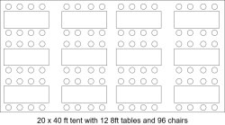 20 x 40 Tent, 12 x 8' Tables, 96 x Chairs - White