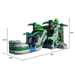 trexD d9e5bf46 f77a 4342 94b3 dbb17b5de4f3 1774452238 Tropical T. Rex Bounce House with Dual Lane Waterslide